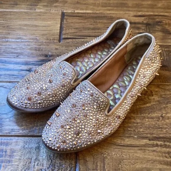Sam Edelman Adena Studded Satin Loafers Flats Rose Gold Spike Size 6 - Picture 8 of 12